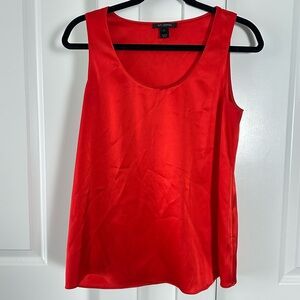 St. John (S) Bold Red Satin Scoop Neck Tank Top- Quiet Luxury, Designer Basics